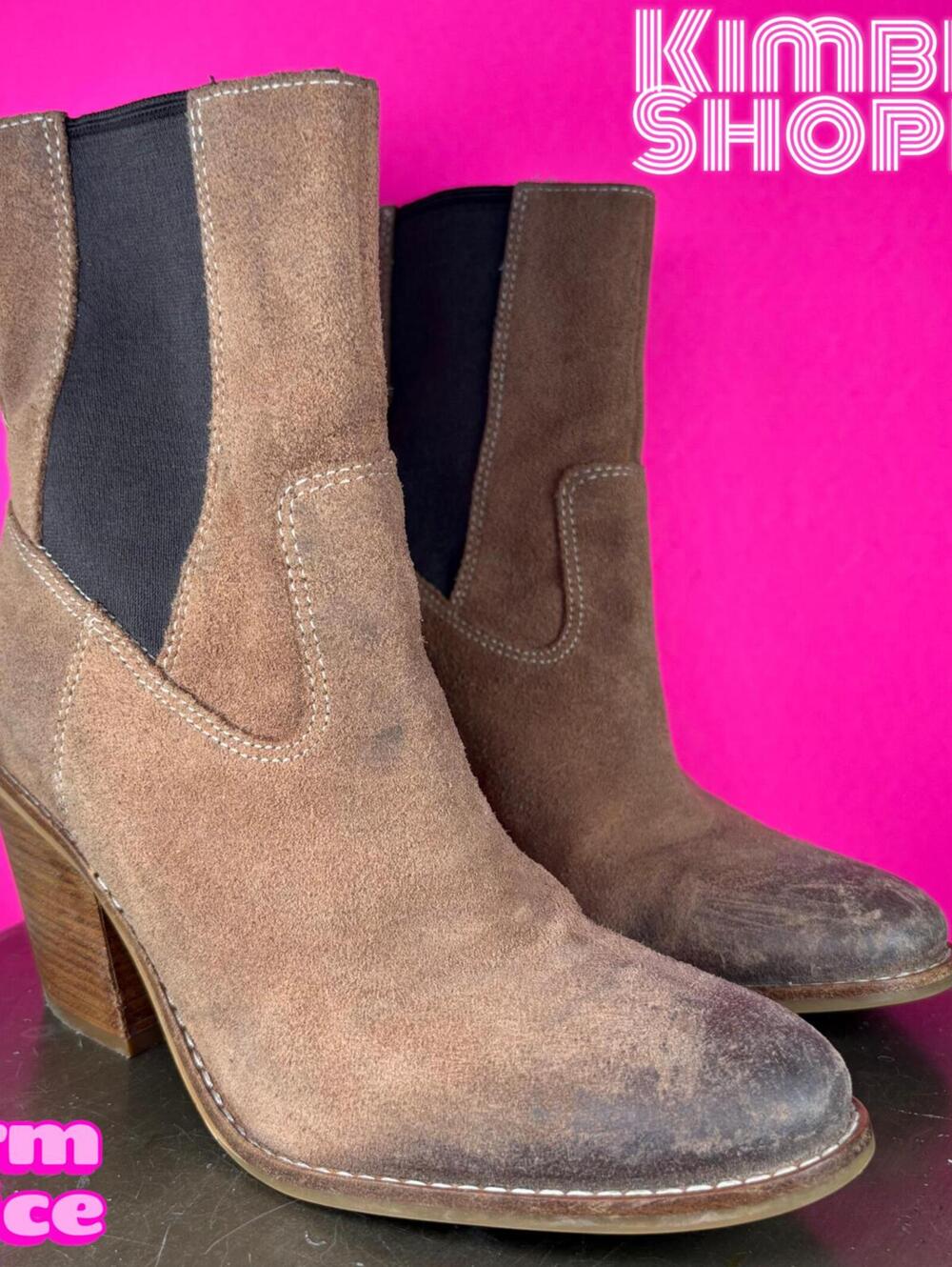Cole Haan Graham Brown Distressed Leather Waterproof Heeled Chelsea Boot US 7